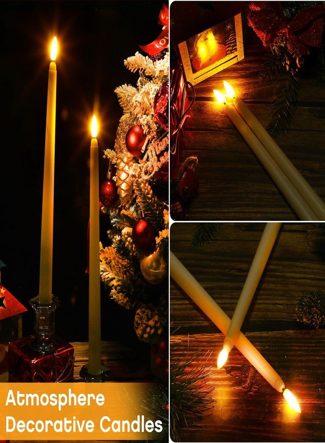 Baquler 6 Pcs Flameless Ivory Taper Candles Bulk Flickering LED Candles Taper Warm White Light LED Candlesticks for Christmas Wedding Home Decoration No Remote Control, 9.6 Inch - Image 3